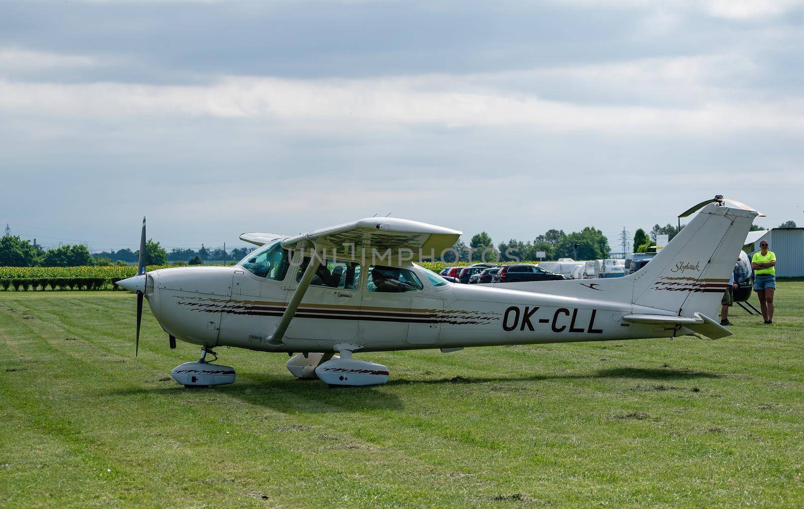 Breclav, Czech Republic - July 02, 2022 Aviation Day. Cessna 172 sports aircraft