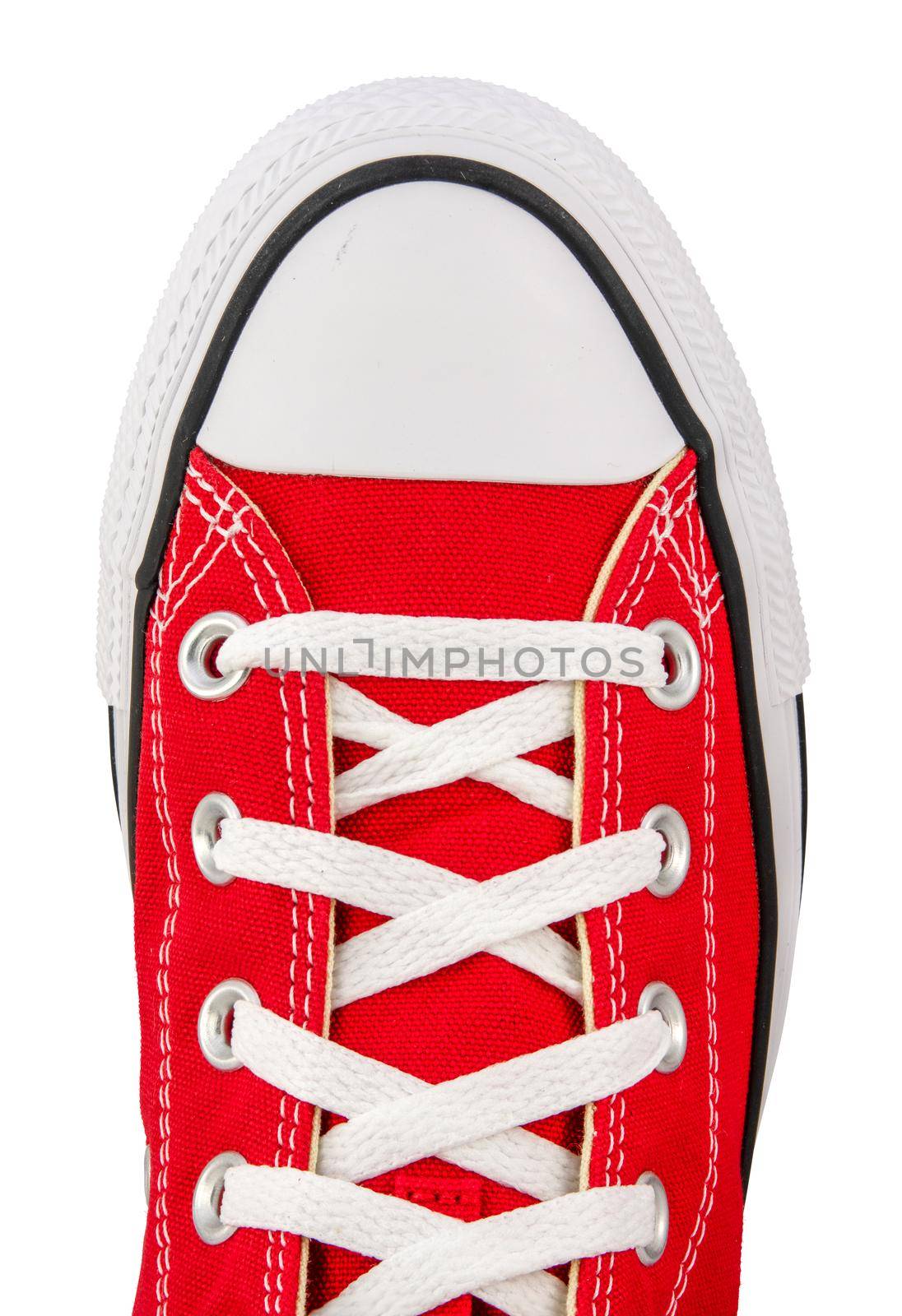 Isolated Top View Of A Retro Red Sneaker by mrdoomits