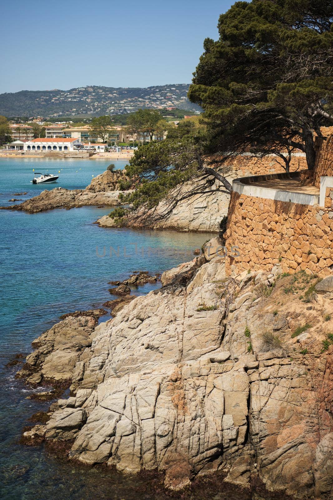 Beautiful shore of mediterranean sea. Cami de Ronda track of Costa Brava Catalonia Spain.