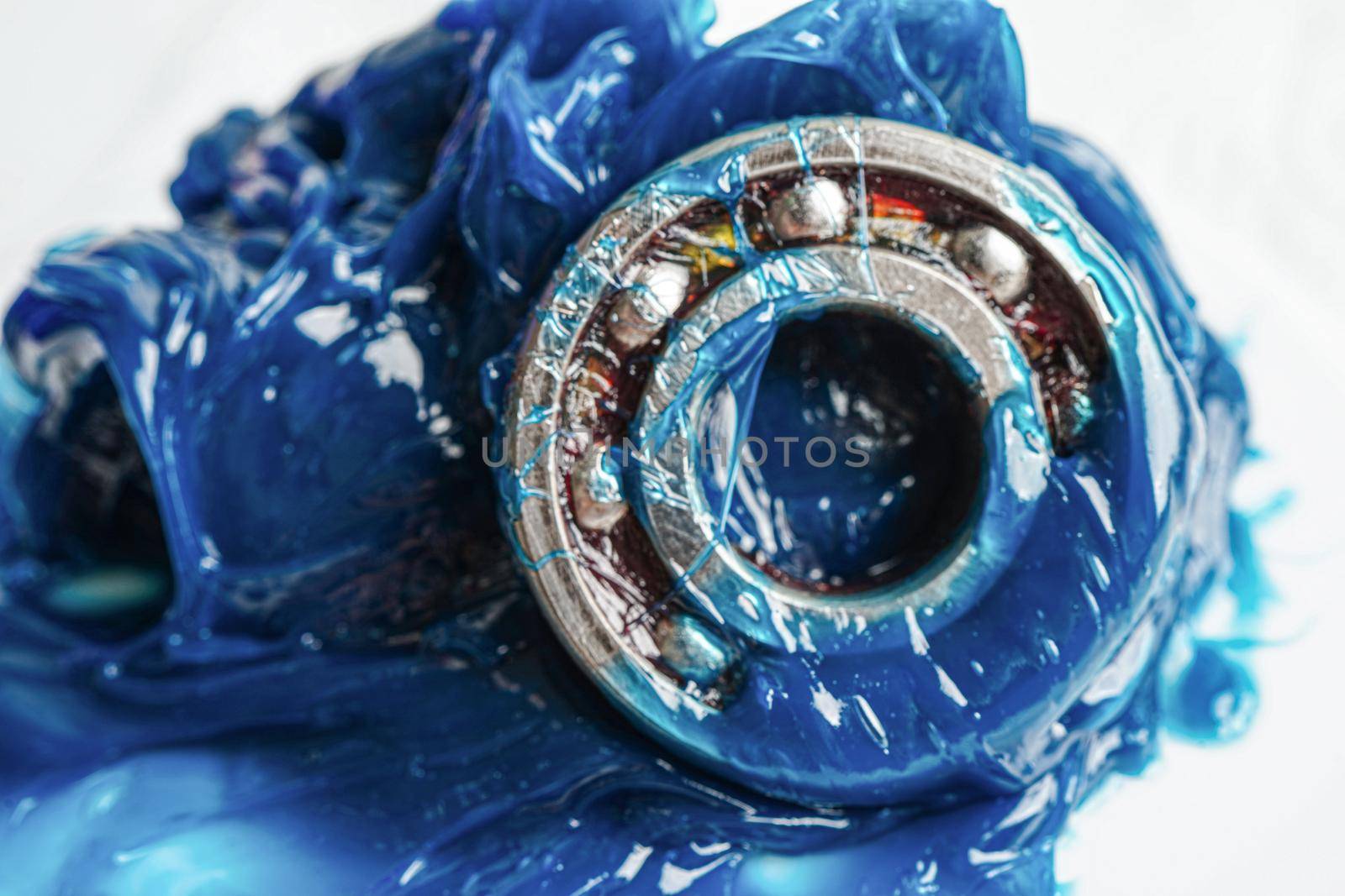 Grease and ball bearing, Blue premium quality synthetic lithium complex grease, high temperatures and machinery lubrication for automotive and industrial.