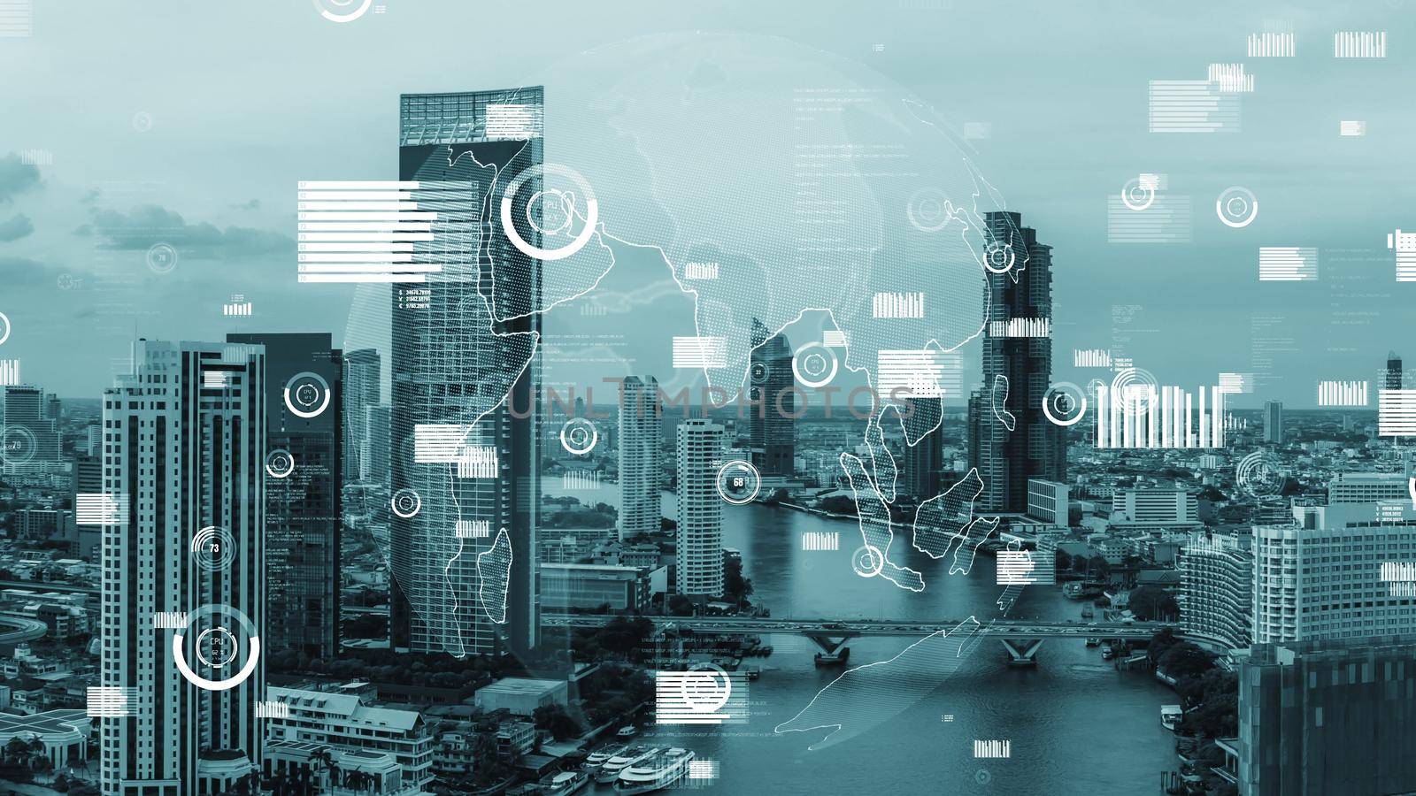 Global connection and the internet network alteration in smart city by biancoblue