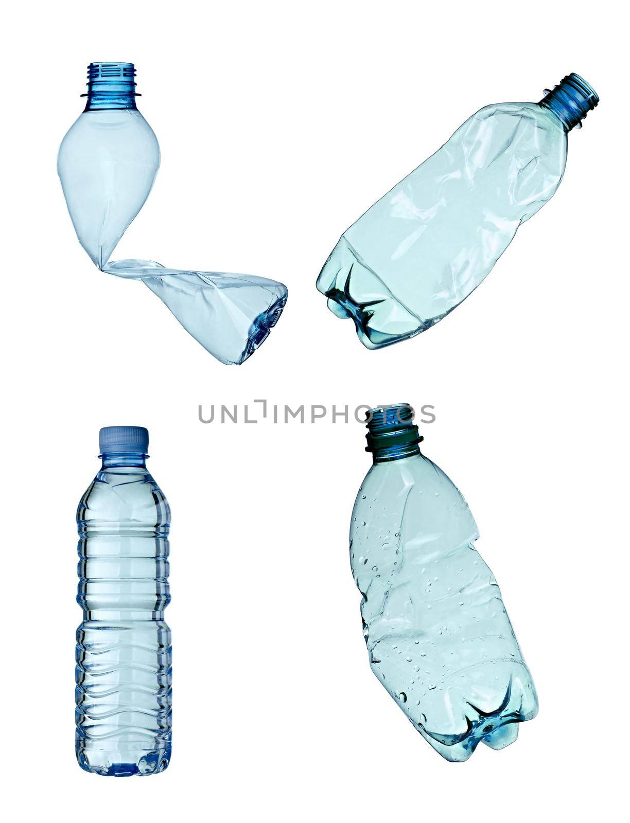 collection of various plastic bottles on white background. each one is shot separately