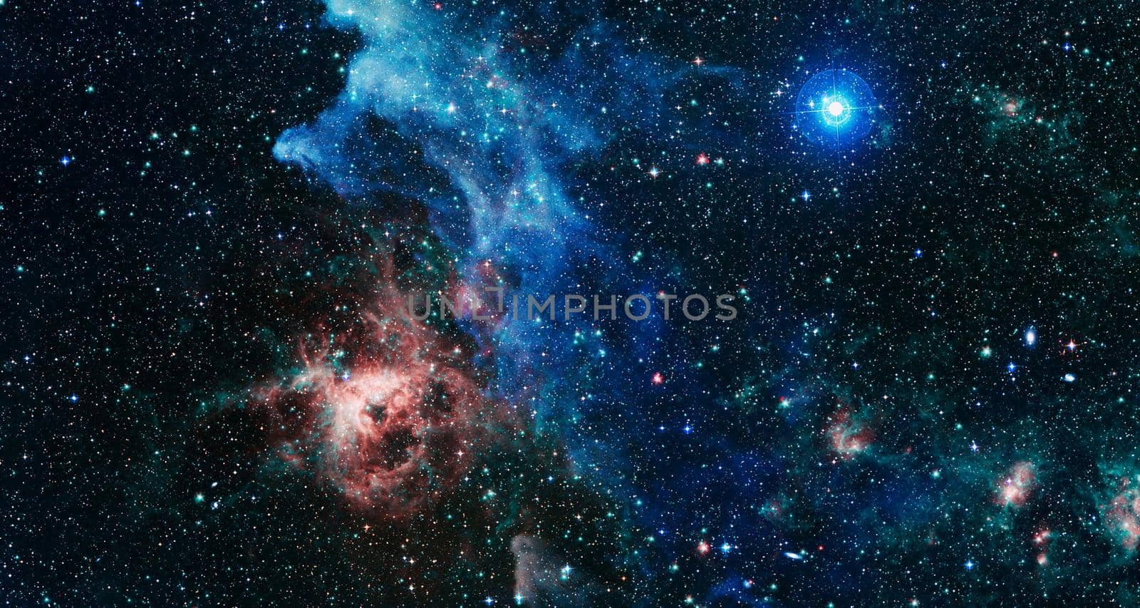 High quality space background. explosion supernova. Bright Star Nebula. Distant galaxy. Abstract image. Elements of this image furnished by NASA. by Maximusnd