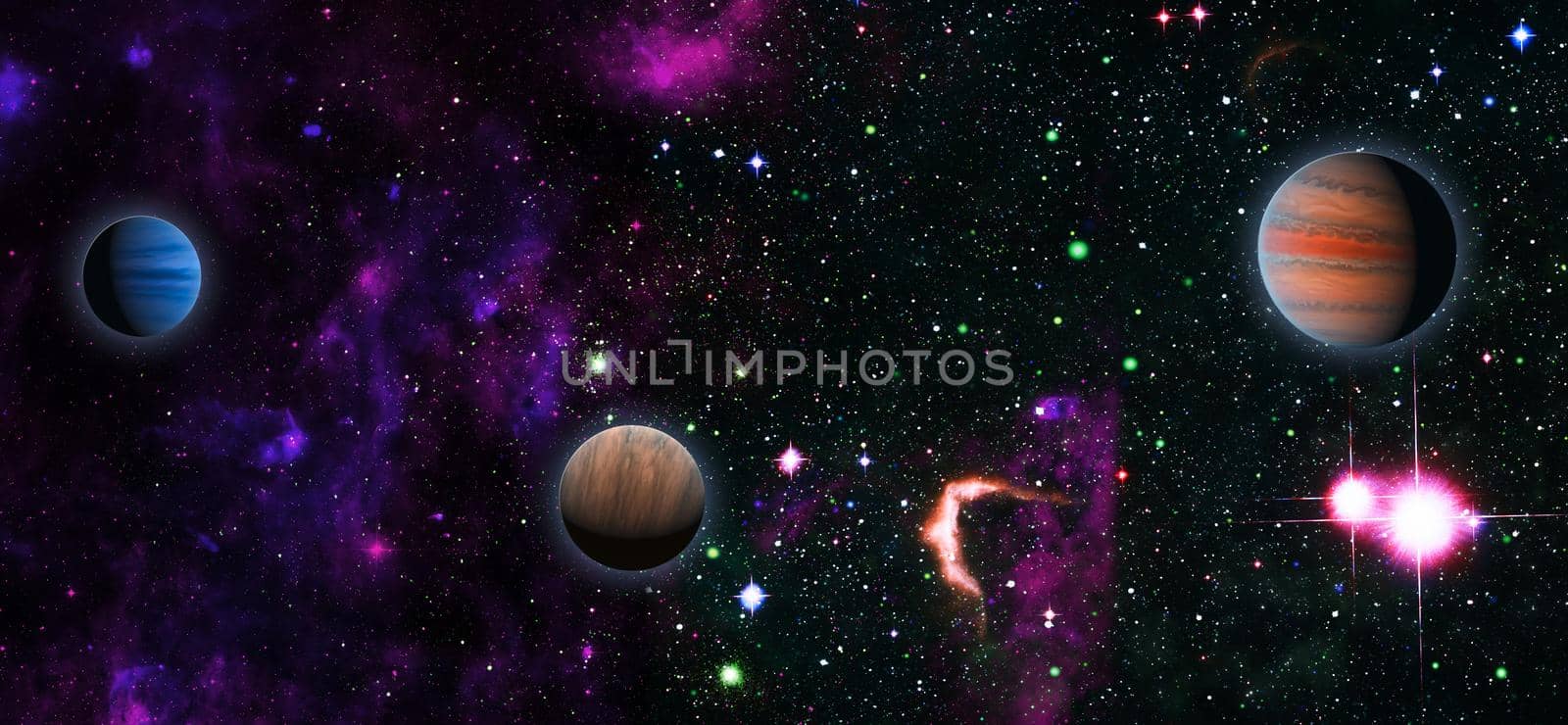 Nebula night starry sky in rainbow colors. Multicolor outer space. Star field and nebula in deep space many light years far from planet Earth. Elements of this image furnished by NASA. by Maximusnd