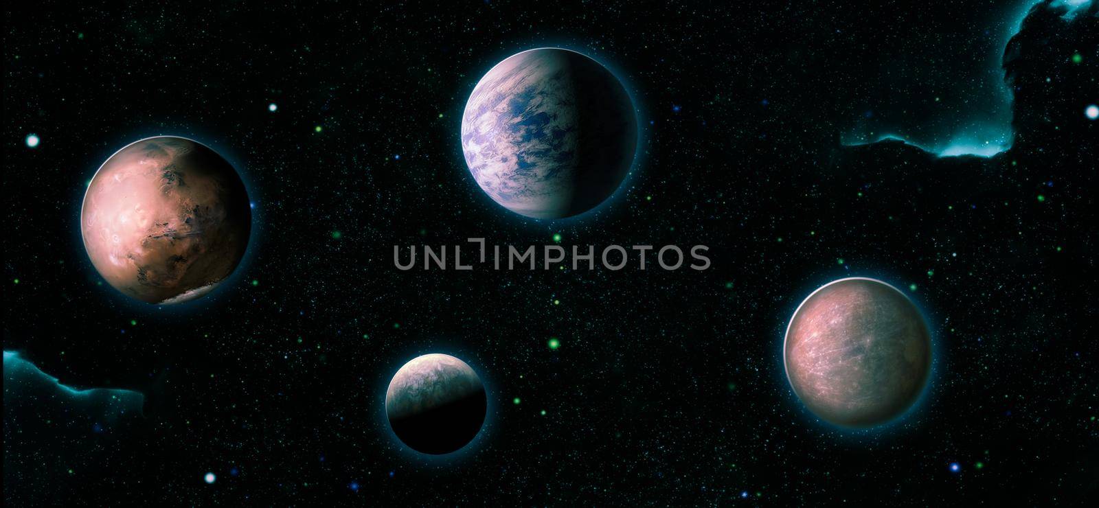 planets, stars and galaxies in outer space showing the beauty of space exploration. Elements furnished by NASA by Maximusnd