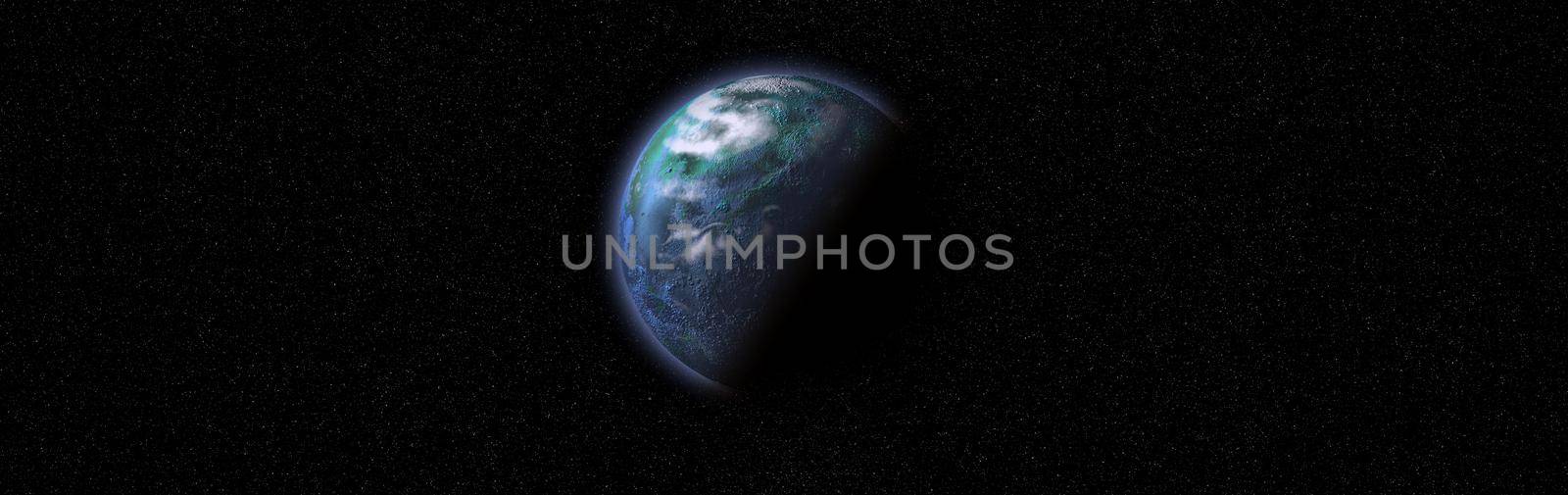 planet in galaxy use for science design fantasy. Planet from space 3D  orbital view, our planet from the orbit by Maximusnd