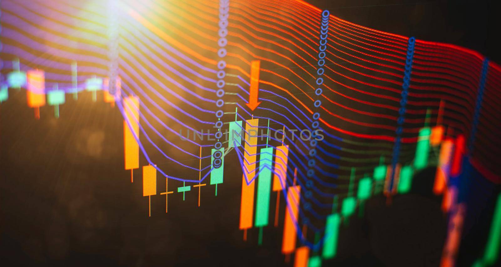 Sustainable portfolio management, long term wealth management with risk diversification concept. Candle stick graph chart of stock market investment trading.