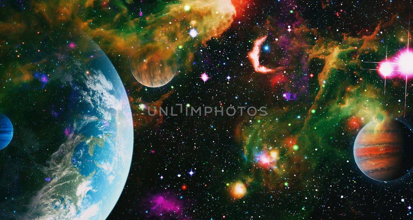 High quality space background. Bright Star Nebula. Distant galaxy. Abstract image. Elements of this image furnished by NASA. by Maximusnd