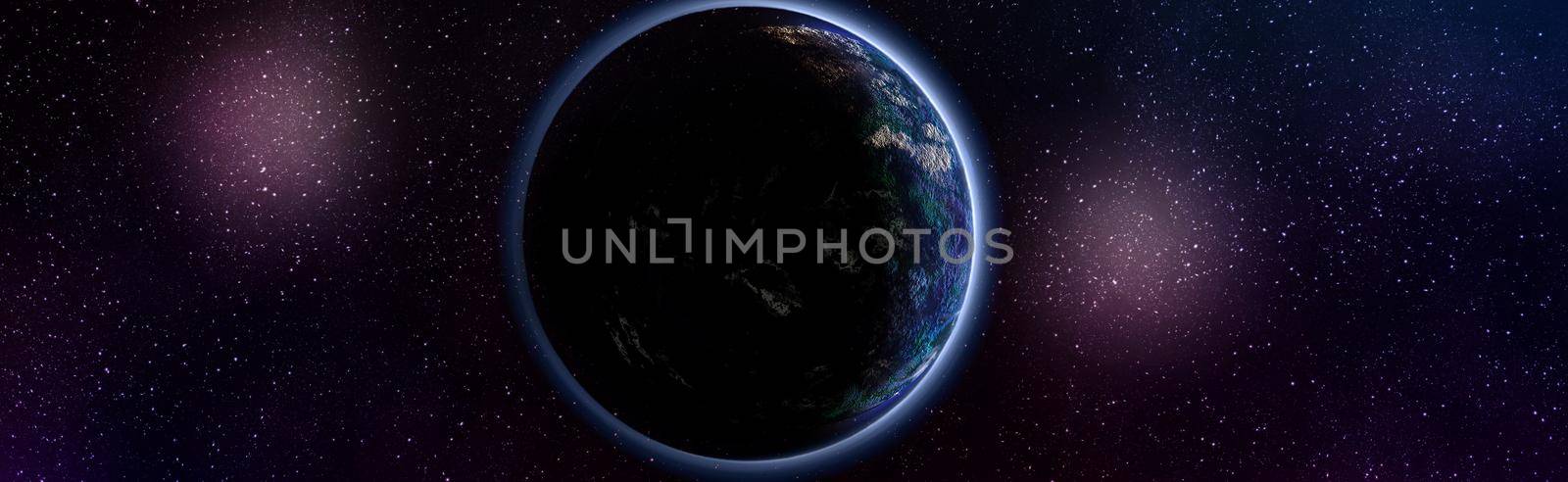 The Earth from space on a black background.