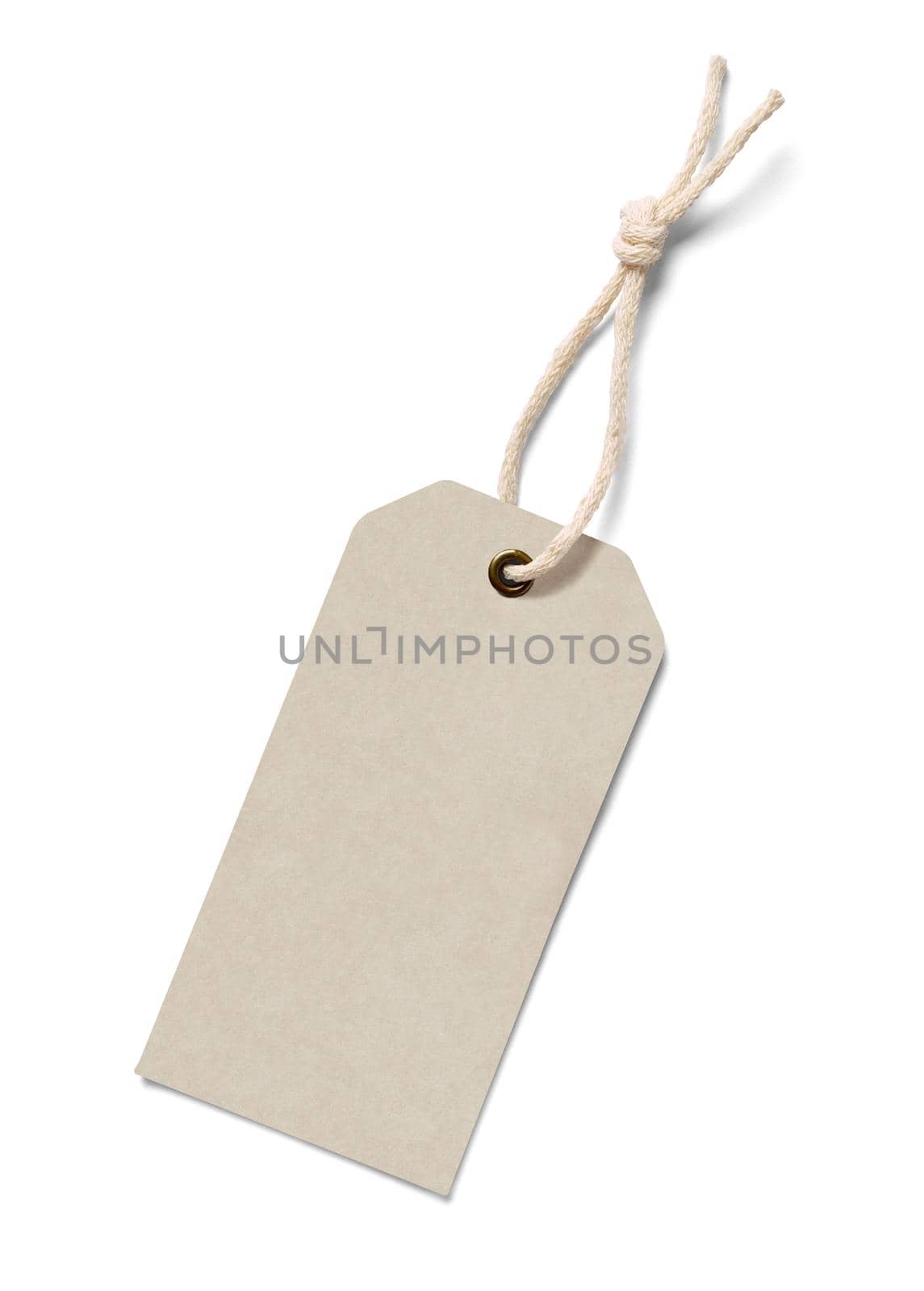 close up of a price label note on white background