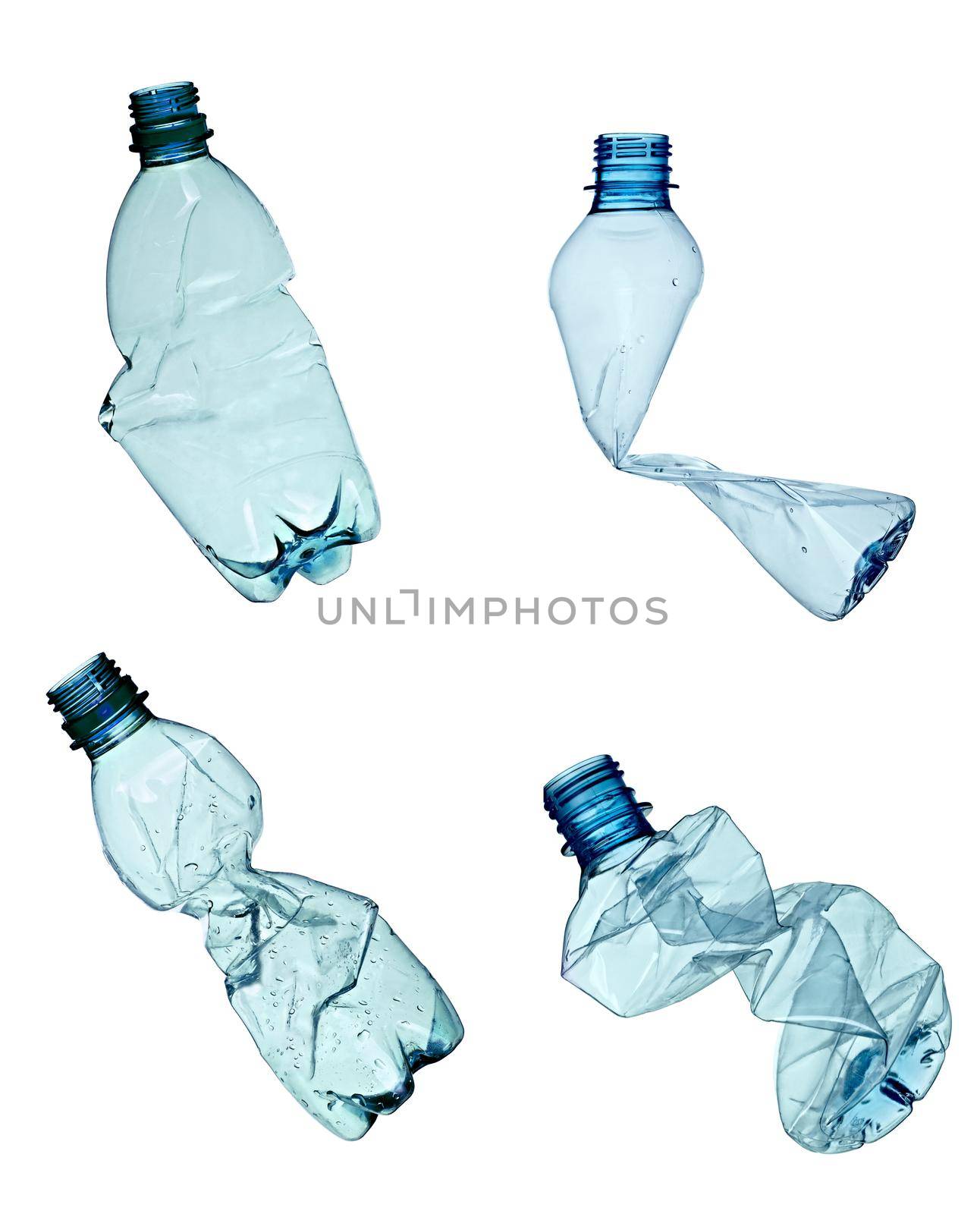 collection of various plastic bottles on white background. each one is shot separately