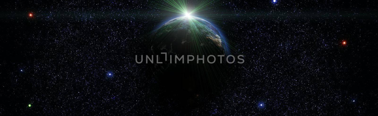 Earth and galaxies in space. Science fiction art. by Maximusnd