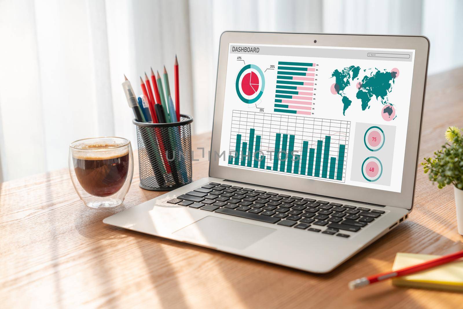 Business data dashboard provide modish business intelligence analytic by biancoblue
