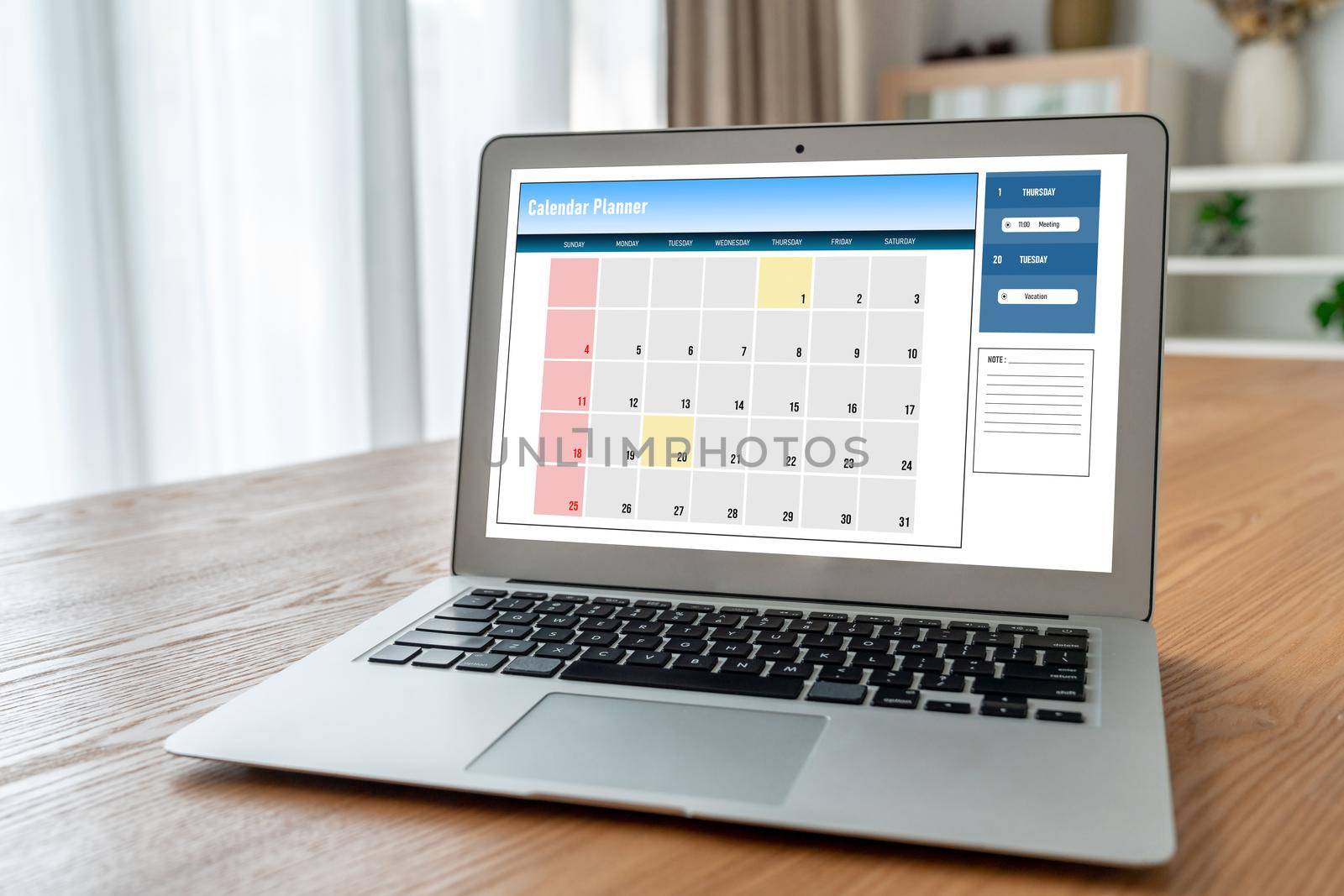 Calendar on computer software application for modish schedule planning by biancoblue