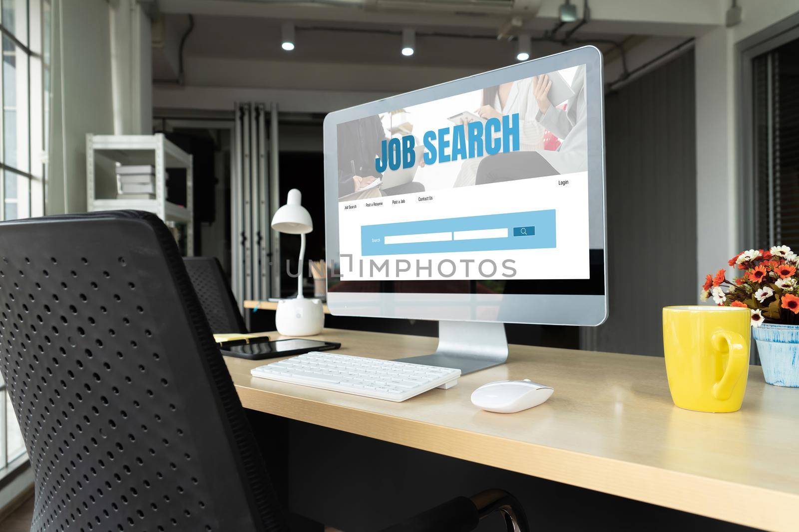 Online job search on modish website for worker to search for job opportunities by biancoblue