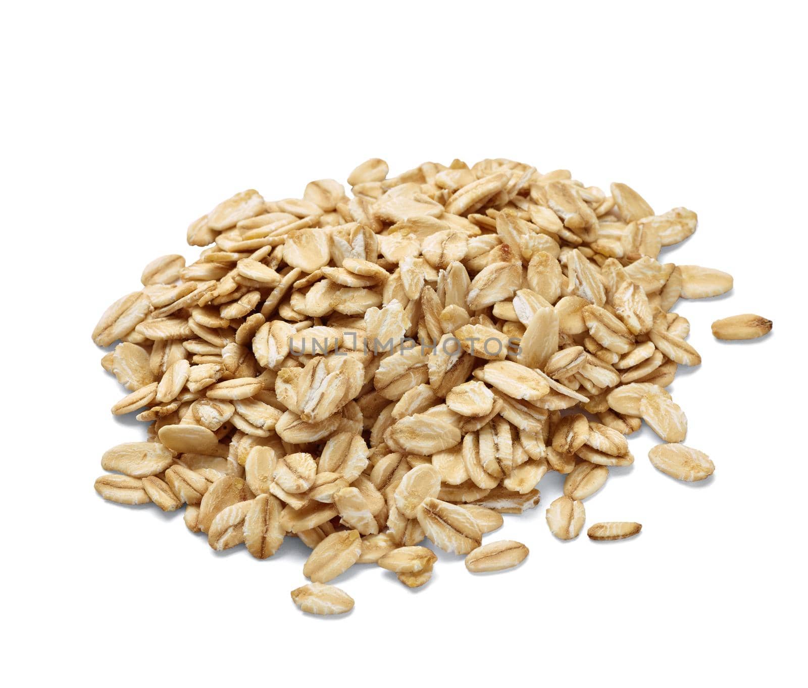 Close up of oat oatmeal granula on white background