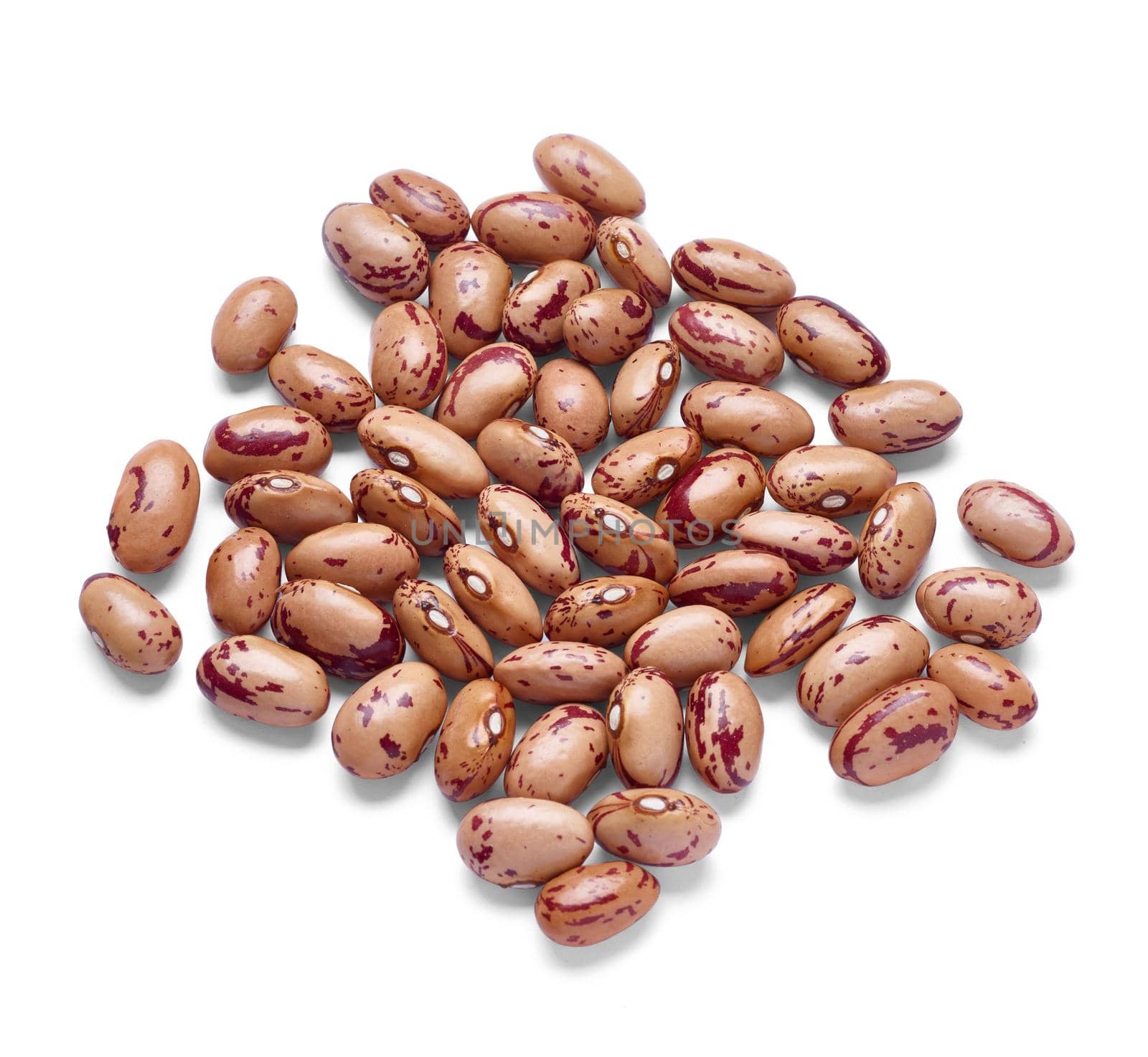 Close up of beans on white background