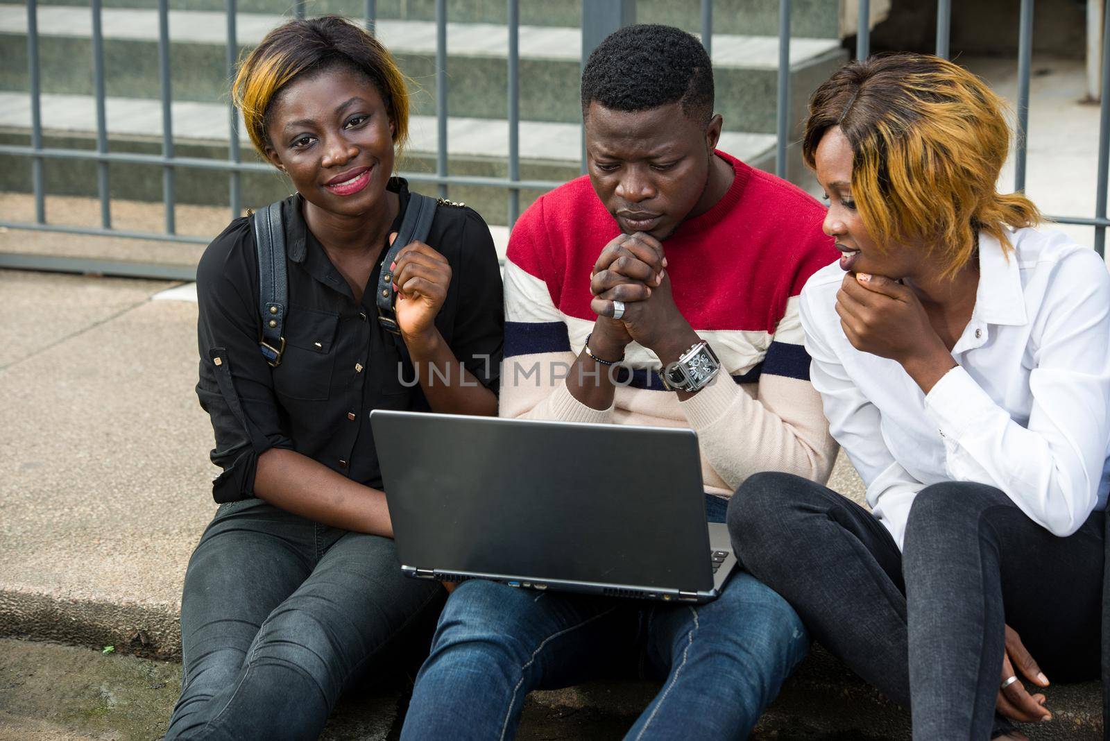 Collaborator of the creative team or students in project meeting outside. Start-up or teamwork concept