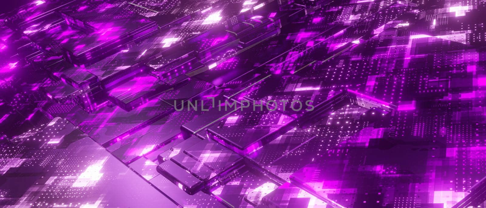 Abstract Amazing Sci-fi Hi-tech Equipment Or Facility Different Moods Digital Deep Violet Illustrative Banner Background Wallpaper Different Concepts 3D Render by yay_lmrb