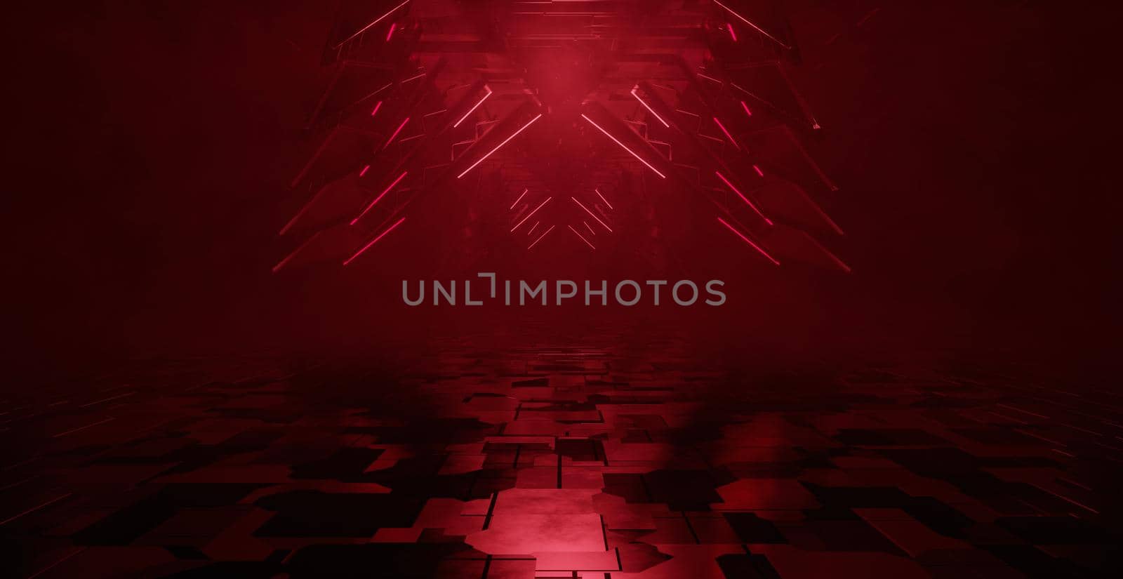 Abstract SciFi Mysterious Volumetrics Deep Red Digital Background 3D Render