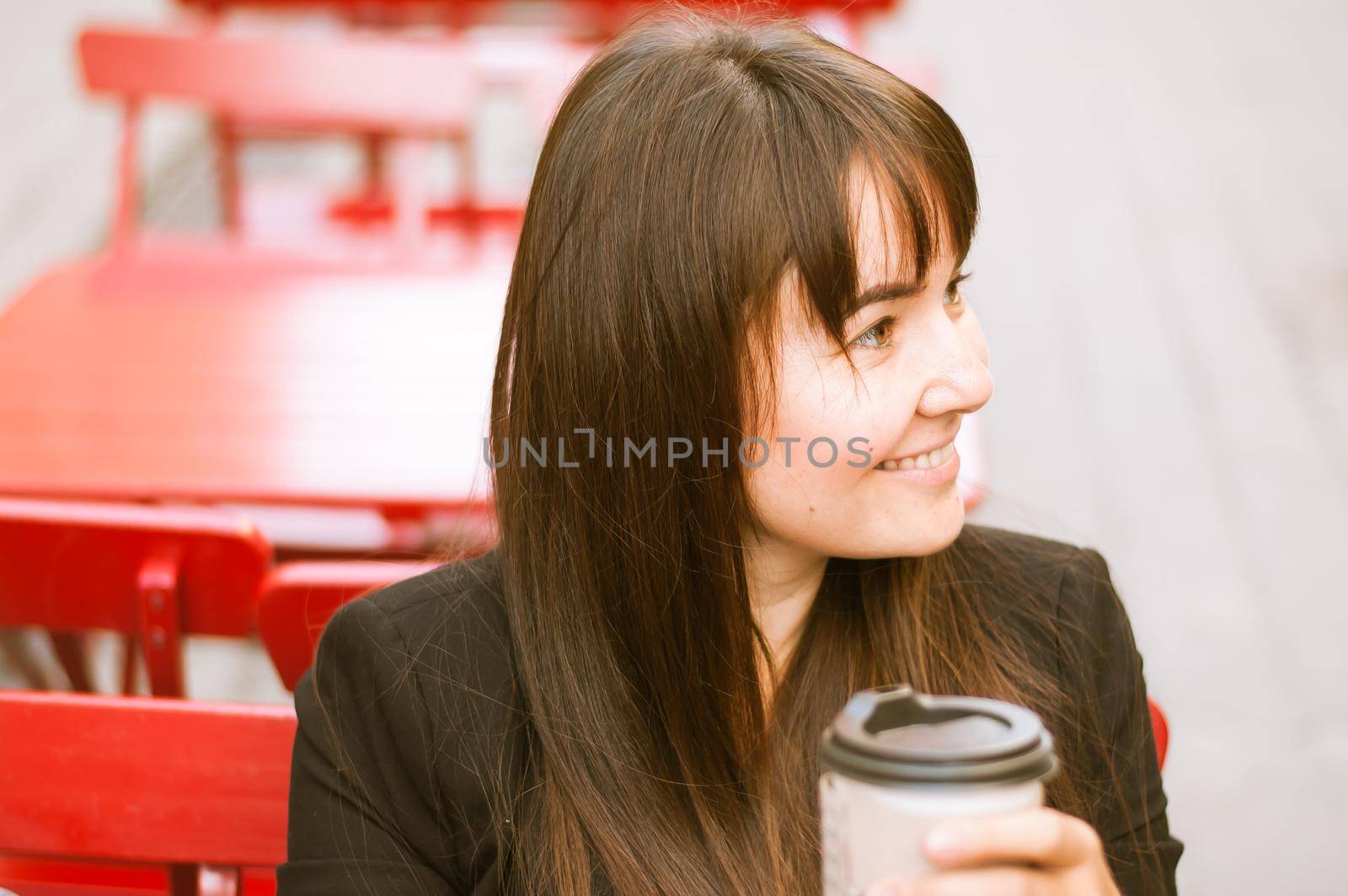 business woman drinking coffee. High quality photo