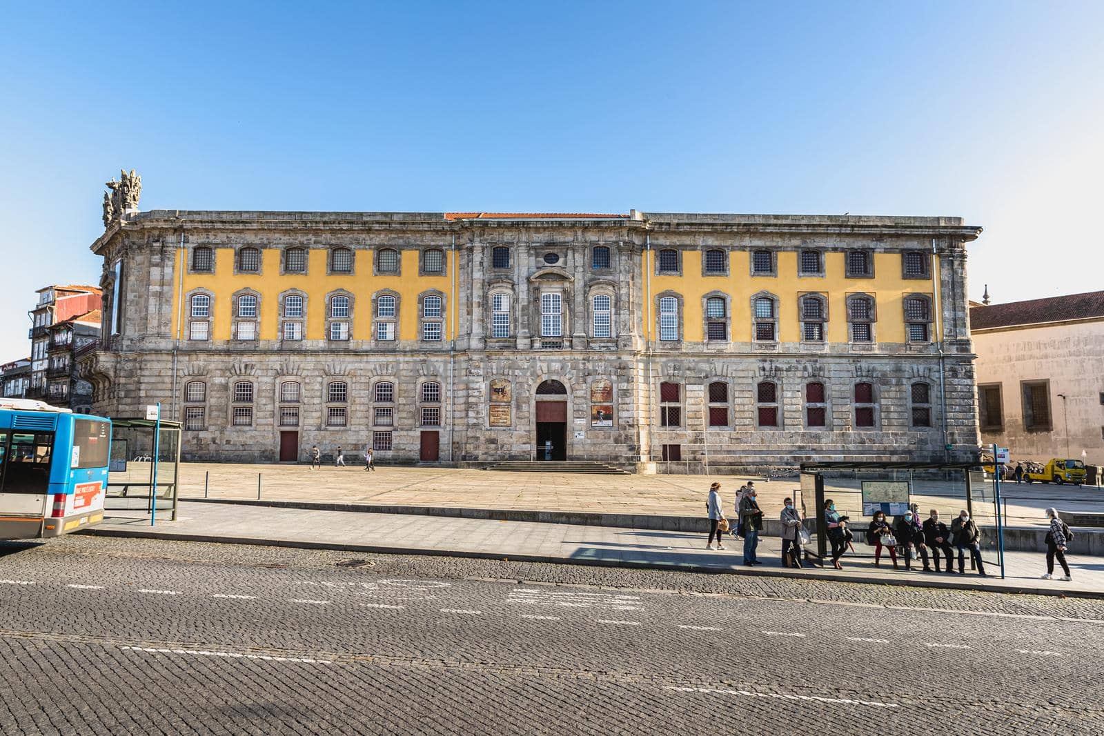 Porto, Portugal - October 23, 2020: Facade of the Portuguese Electricity and Photography Museum in the historic city center on a fall day