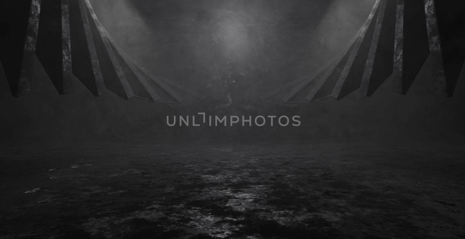 Abstract Elegant Mysterious Volumetrics Deep Grey Art Abstract Background 3D Render