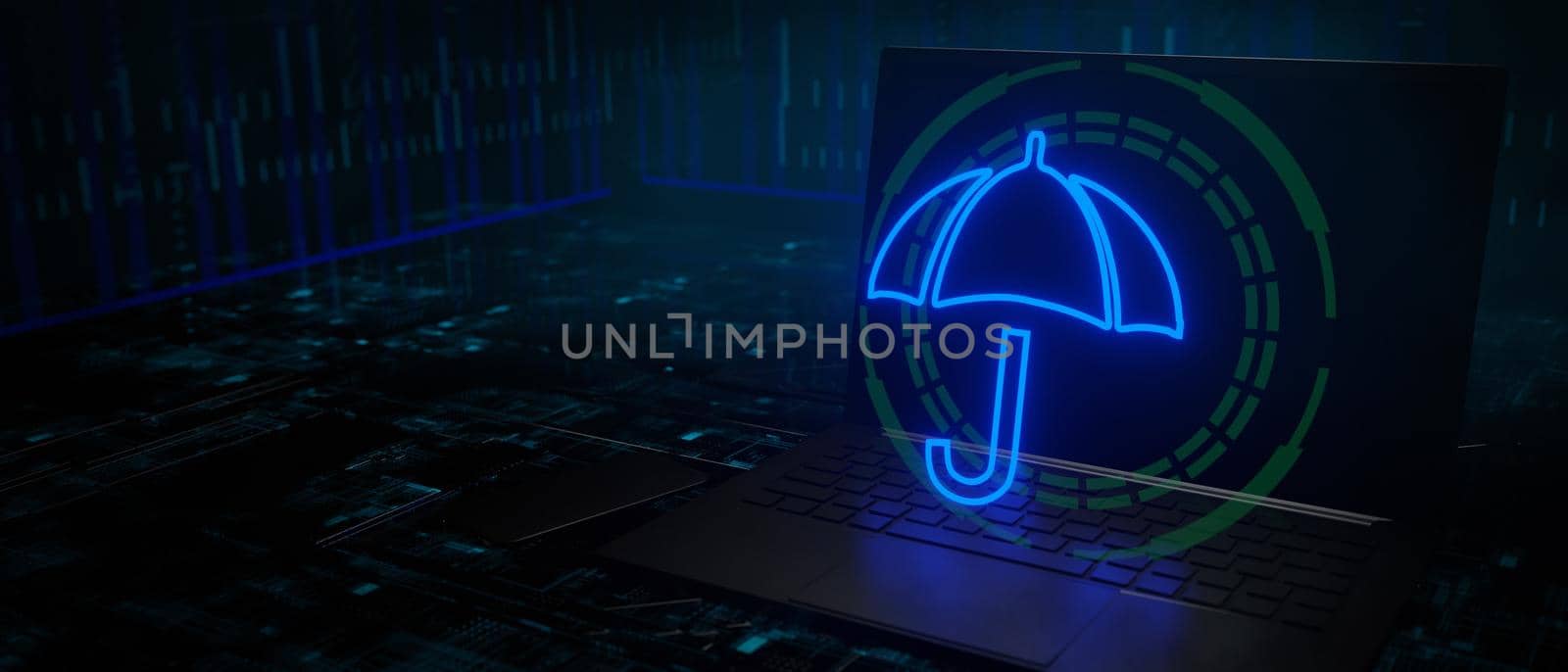 Umbrella icon protect safety concept background 3D Illustration by yay_lmrb