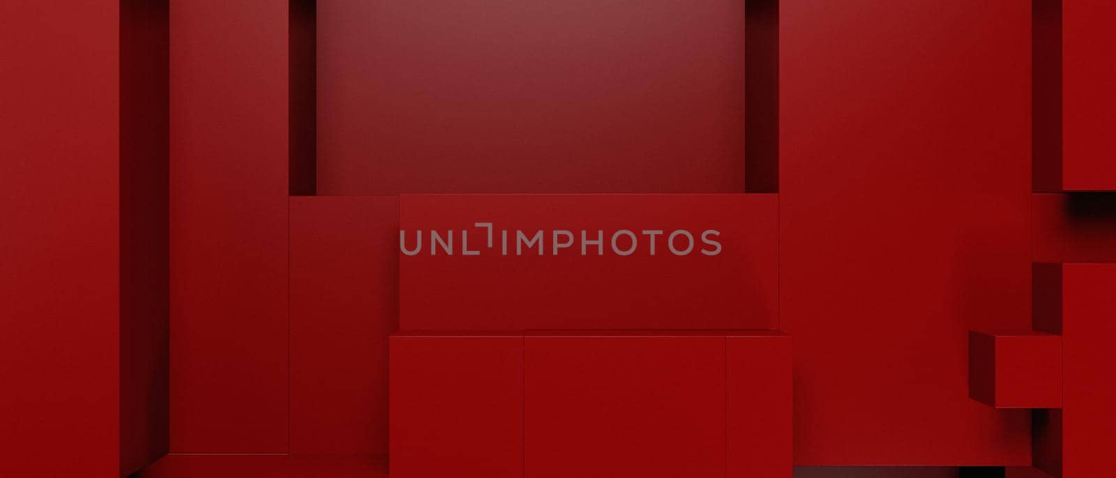 Abstract Creative Futuristic Block Cubes Modern Dark Red Banner Background 3D Illustration by yay_lmrb