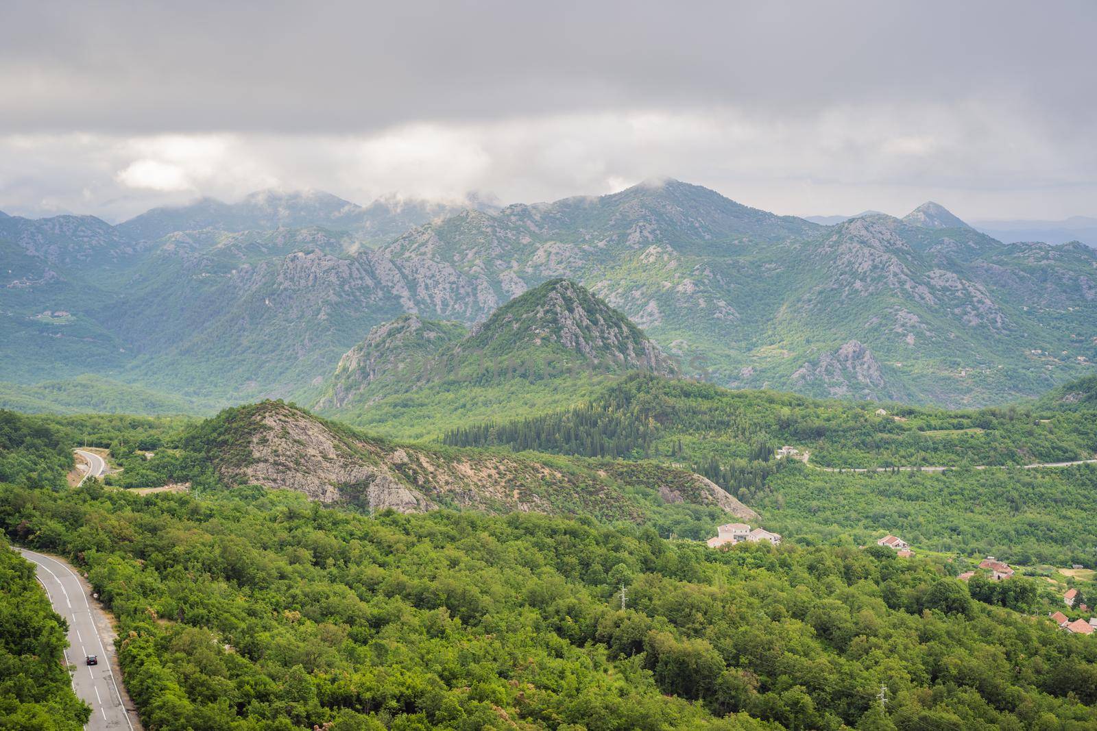 Beautiful view of the mountains of Montenegro and Skadar lake.