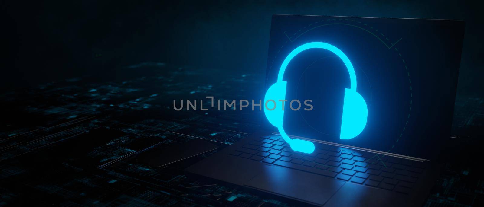 Customer support online laptop banner 3d Render by yay_lmrb