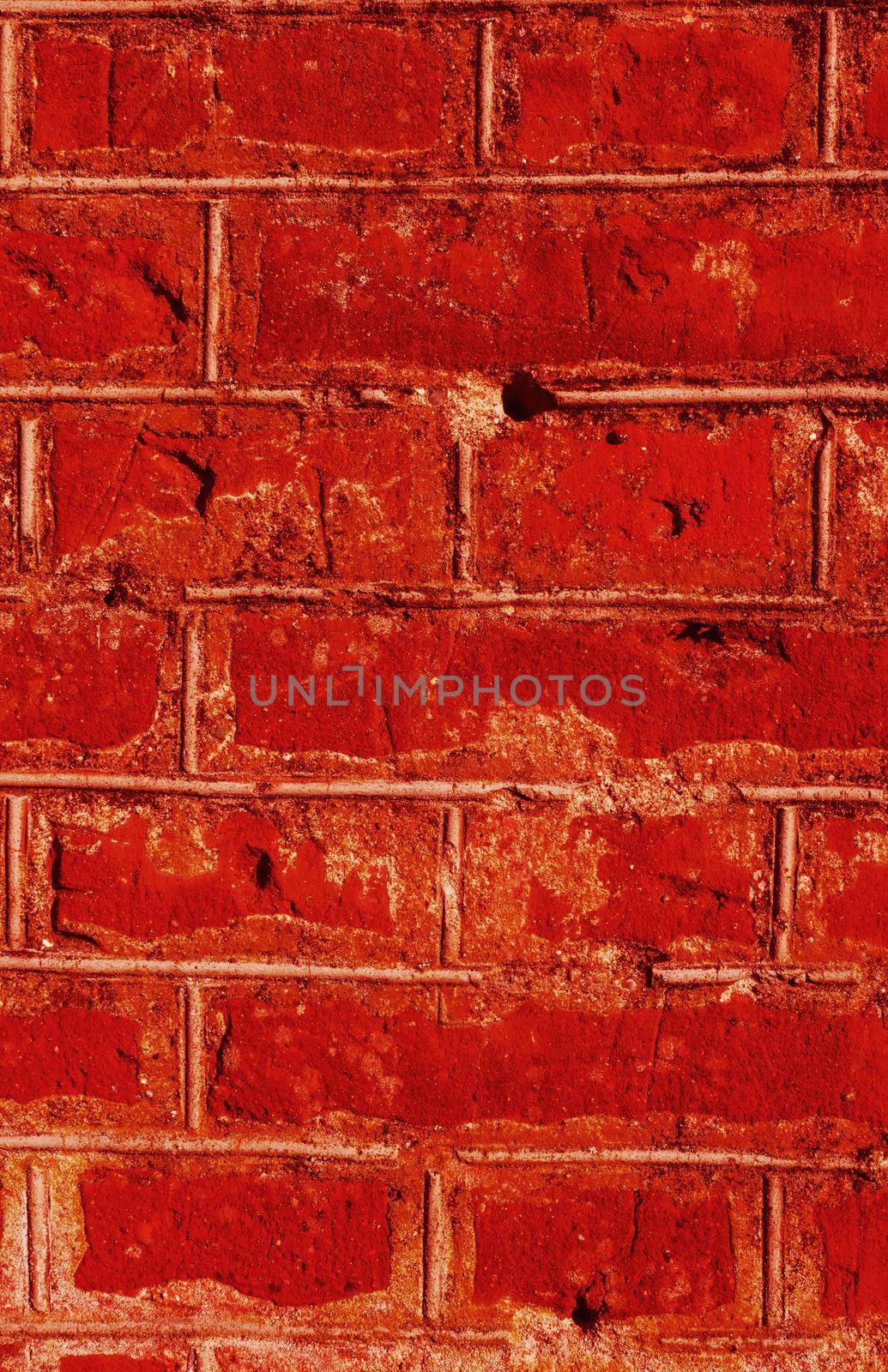 old brick wall texture background. A red brick wall in close-up.