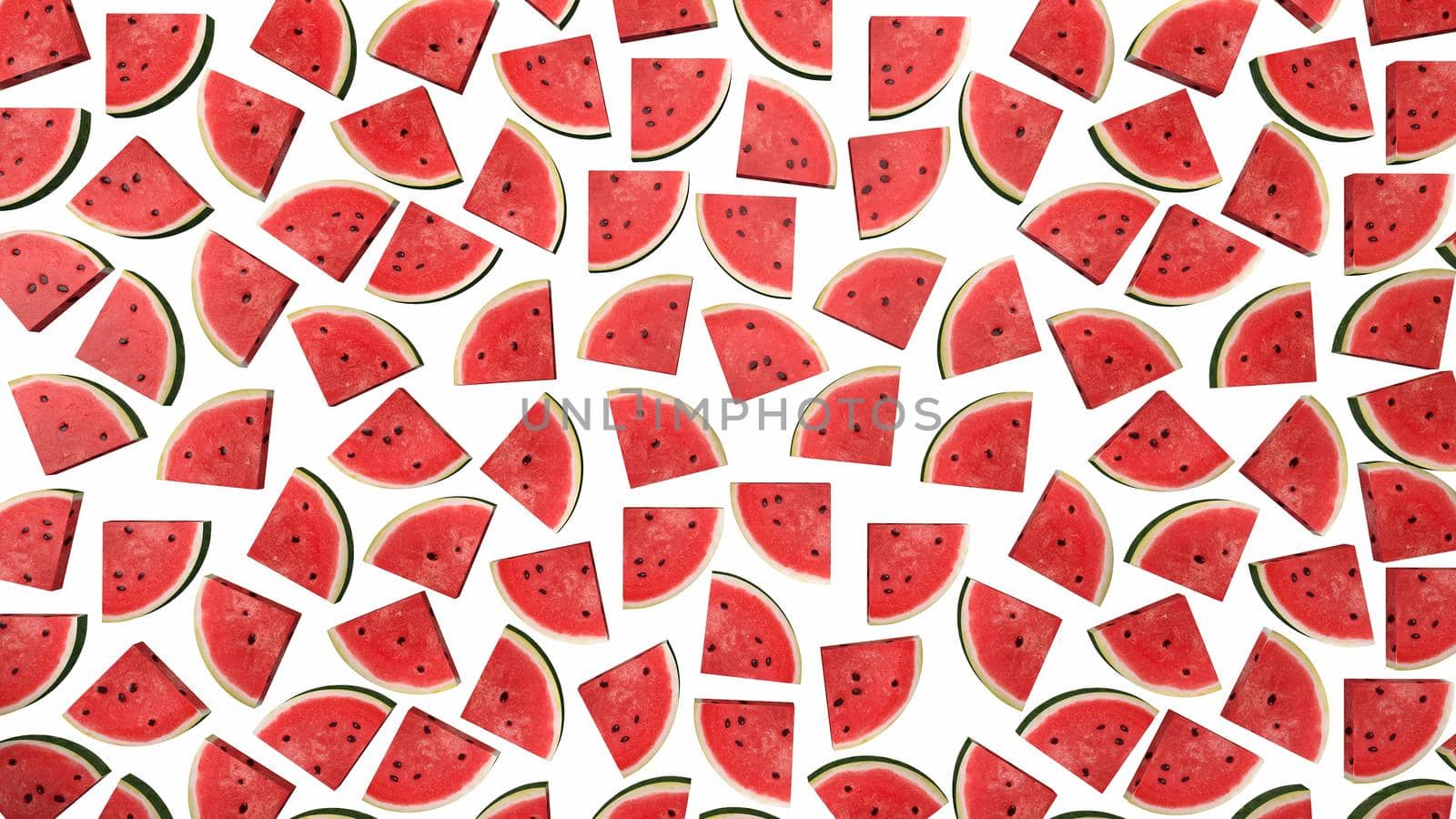 watermelon slice on white background. Summer color. 3d-rendering.