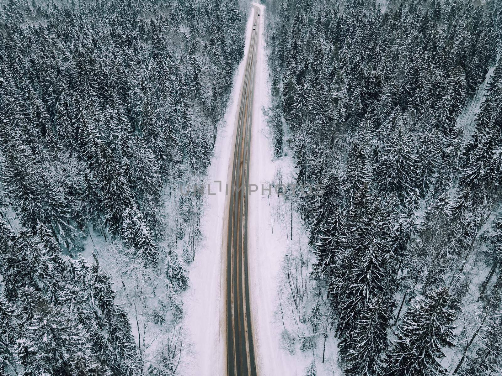 Winter snow road from above . Natural natural background. by alenka2194