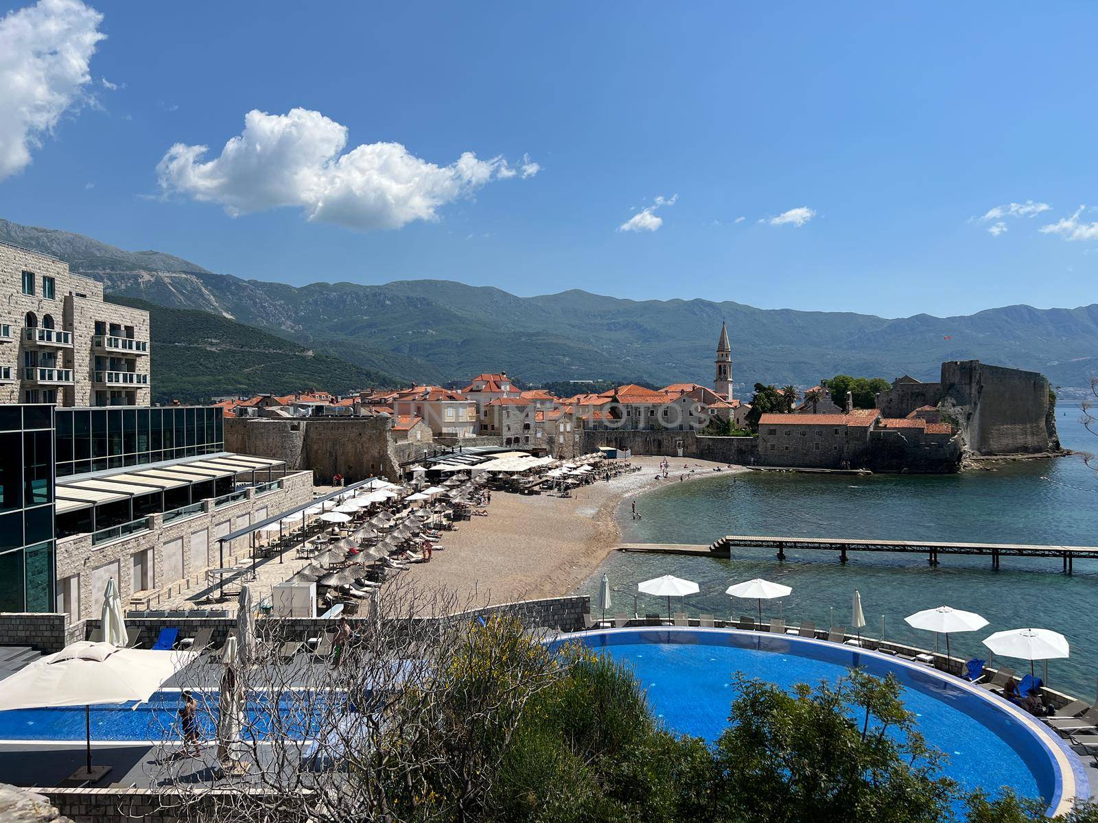 Swimming pool near Avala hotel in Budva. Montenegro by Nadtochiy