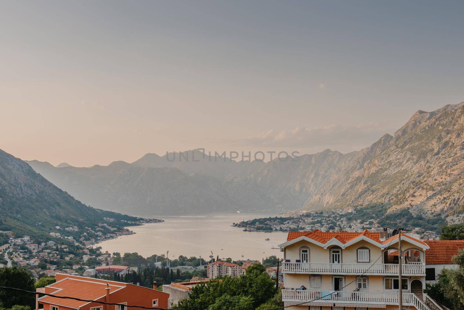 Sunset at Kotor Bay Montenegro. Sunset beautiful landscape. Travel concept. Montenegro, Kotor Bay. View of the sunset in Boko-Kotor Bay in Montenegro. by Andrii_Ko