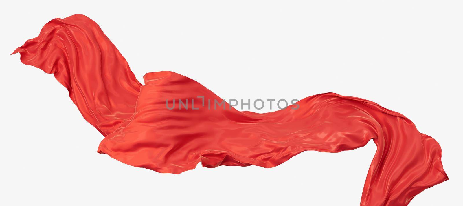 Flowing red wave cloth, 3d rendering. by vinkfan