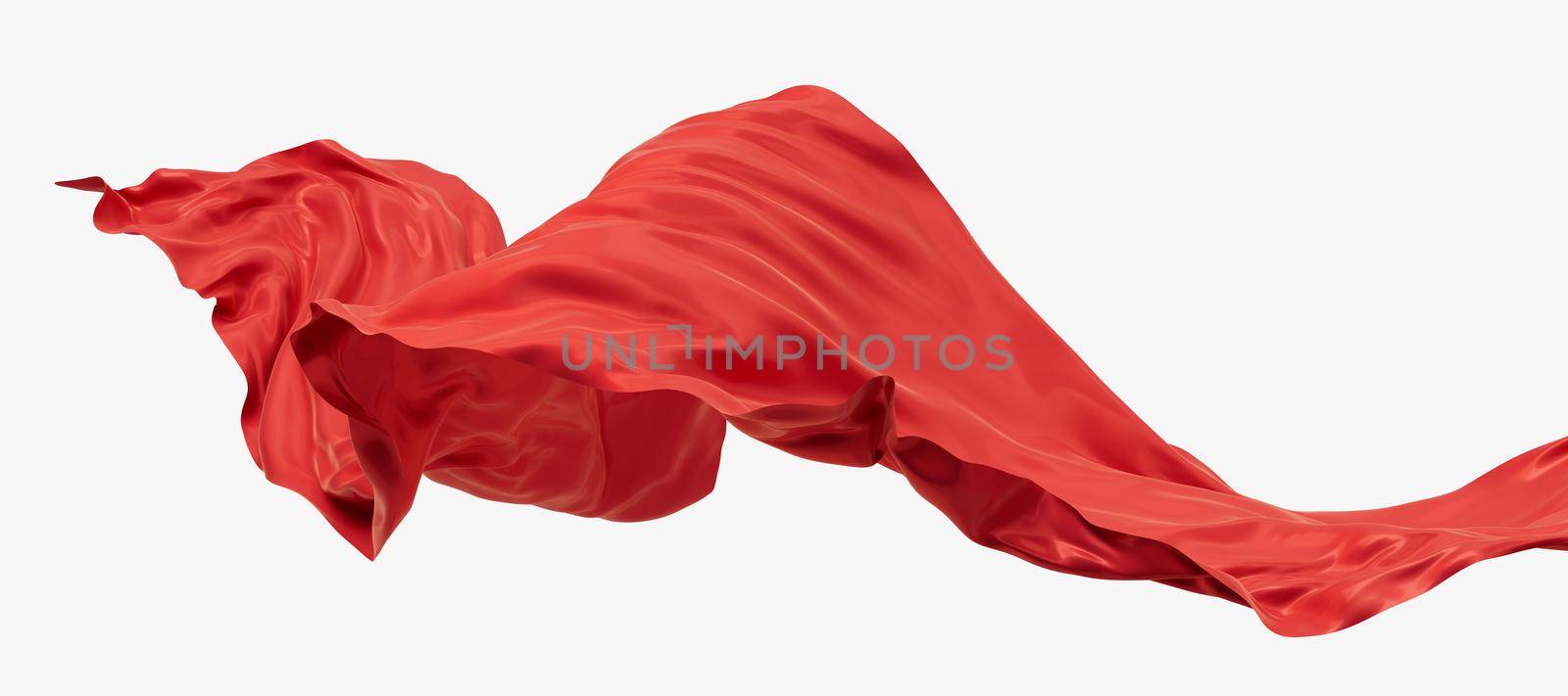 Flowing red wave cloth, 3d rendering. Computer digital drawing.