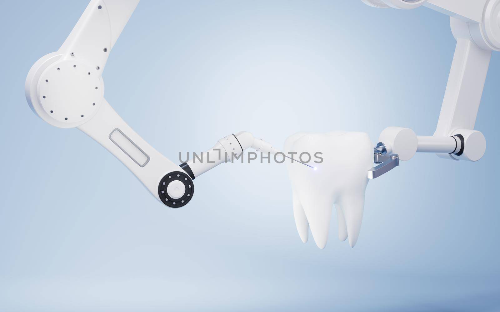 Mechanical arm with white background, 3d rendering. Computer digital drawing.