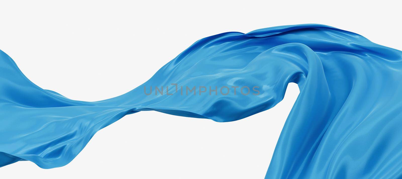 Flowing blue wave cloth, 3d rendering. by vinkfan