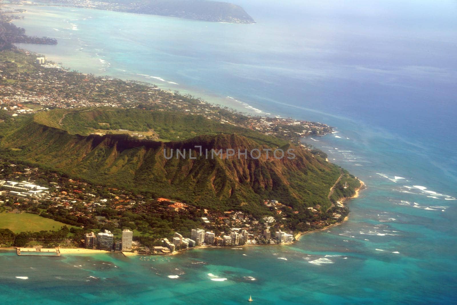 Aerial view of Diamond Head Crater, Kapiolani park, Black Point and Kahala by EricGBVD