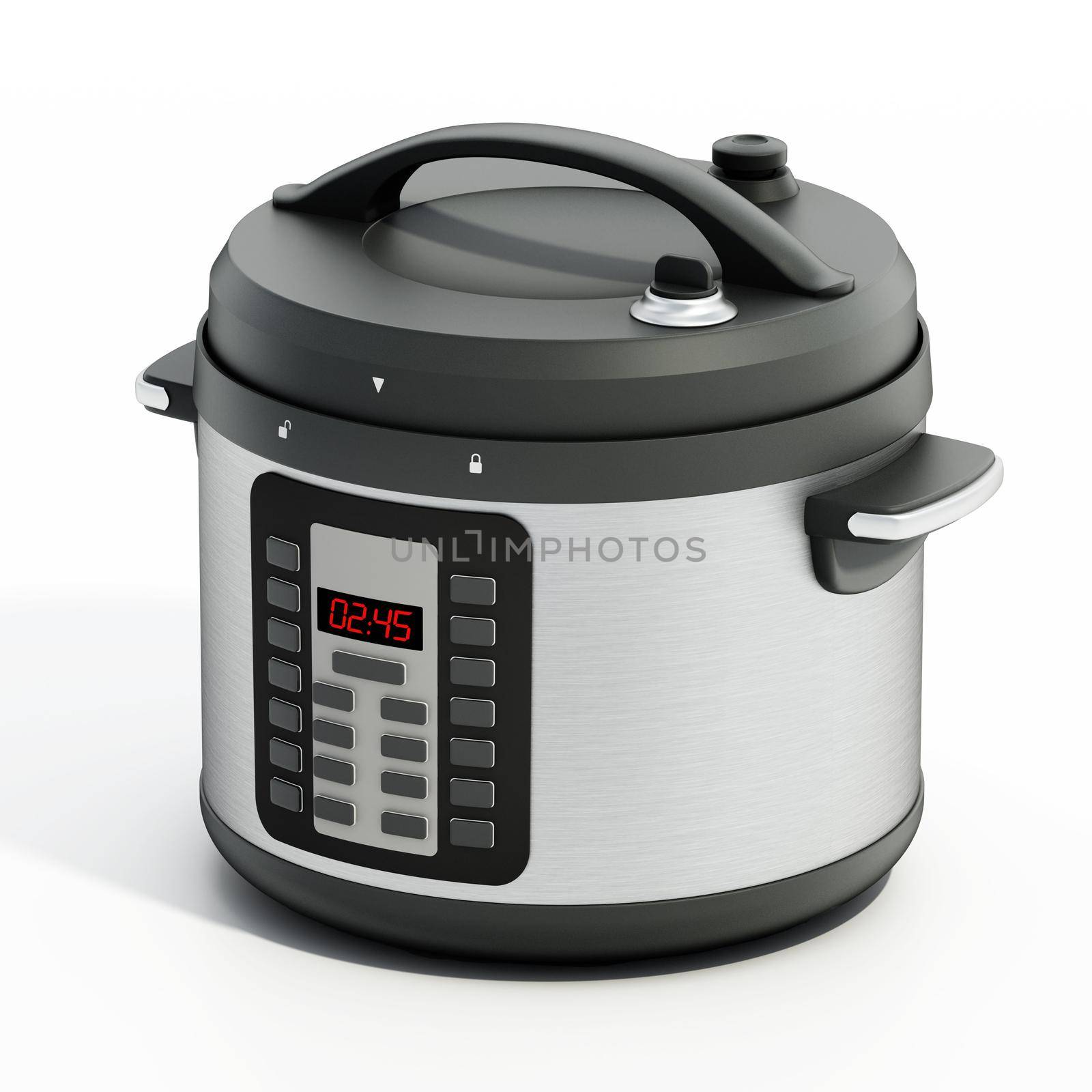 Electric pressure cooker isolated on white background. 3D illustration by Simsek