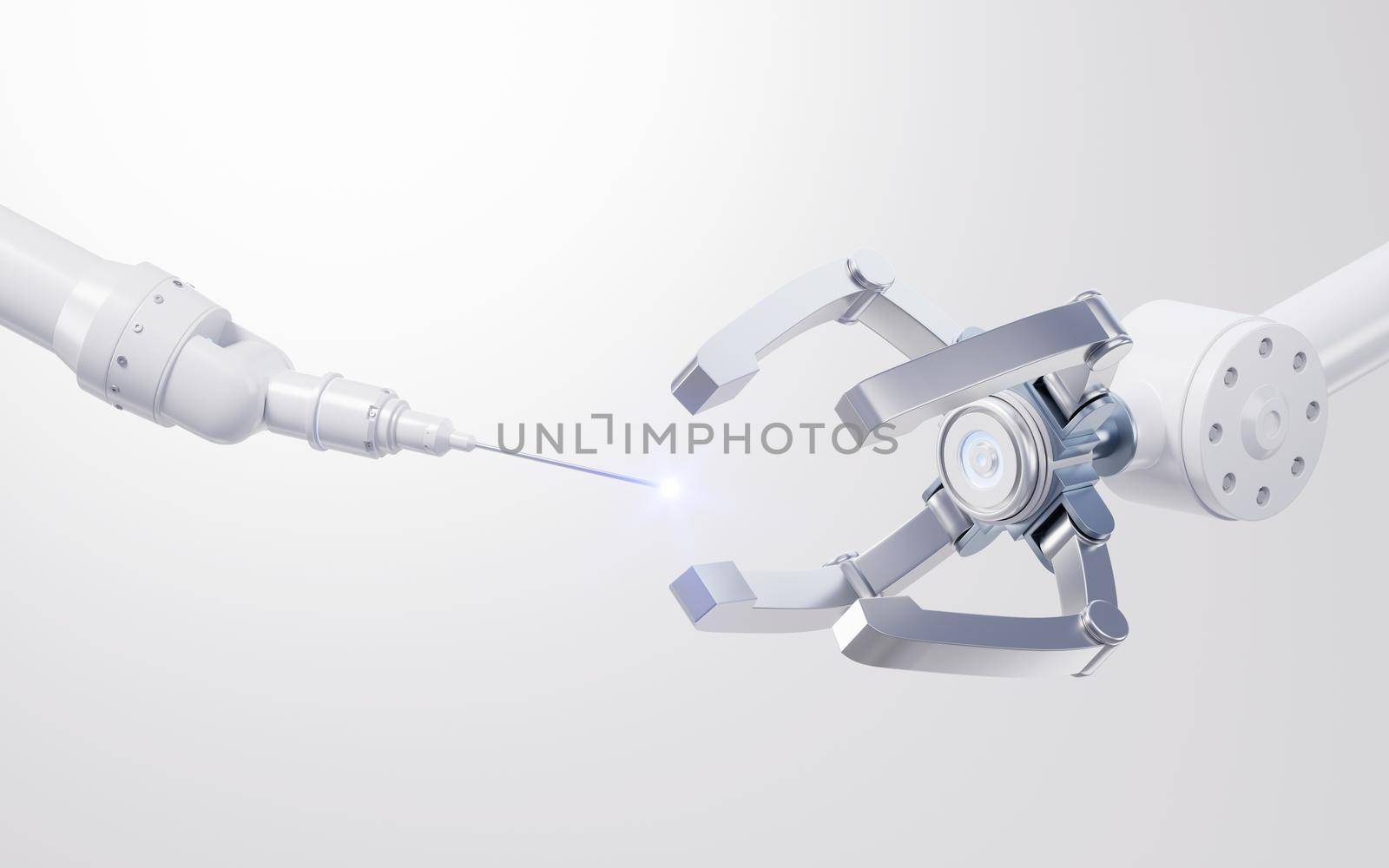 Mechanical arm with white background, 3d rendering. by vinkfan