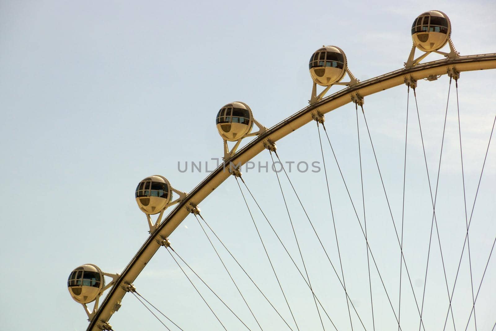 LAS VEGAS - JUNE 27, 2015 - Close-up of The High Roller Wheel at dawn at the center of the Las Vegas Strip on June 27, 2015 in Las Vegas. The High Roller is the world's largest observation wheel.