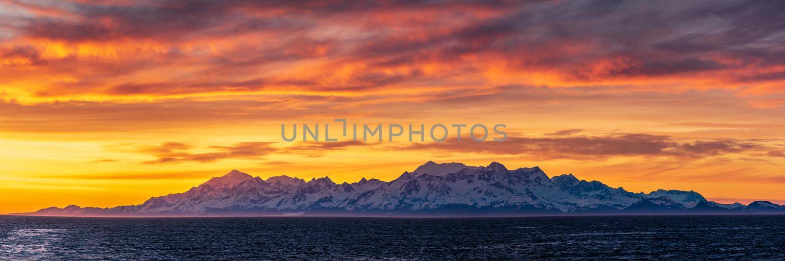 Sunset by Mt Fairweather and the Glacier Bay National Park in Alaska by steheap