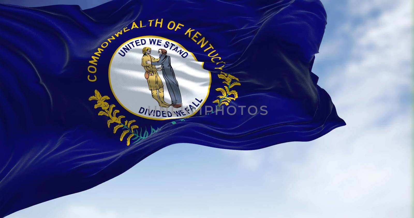 The US state flag of Kentucky waving in the wind by rarrarorro
