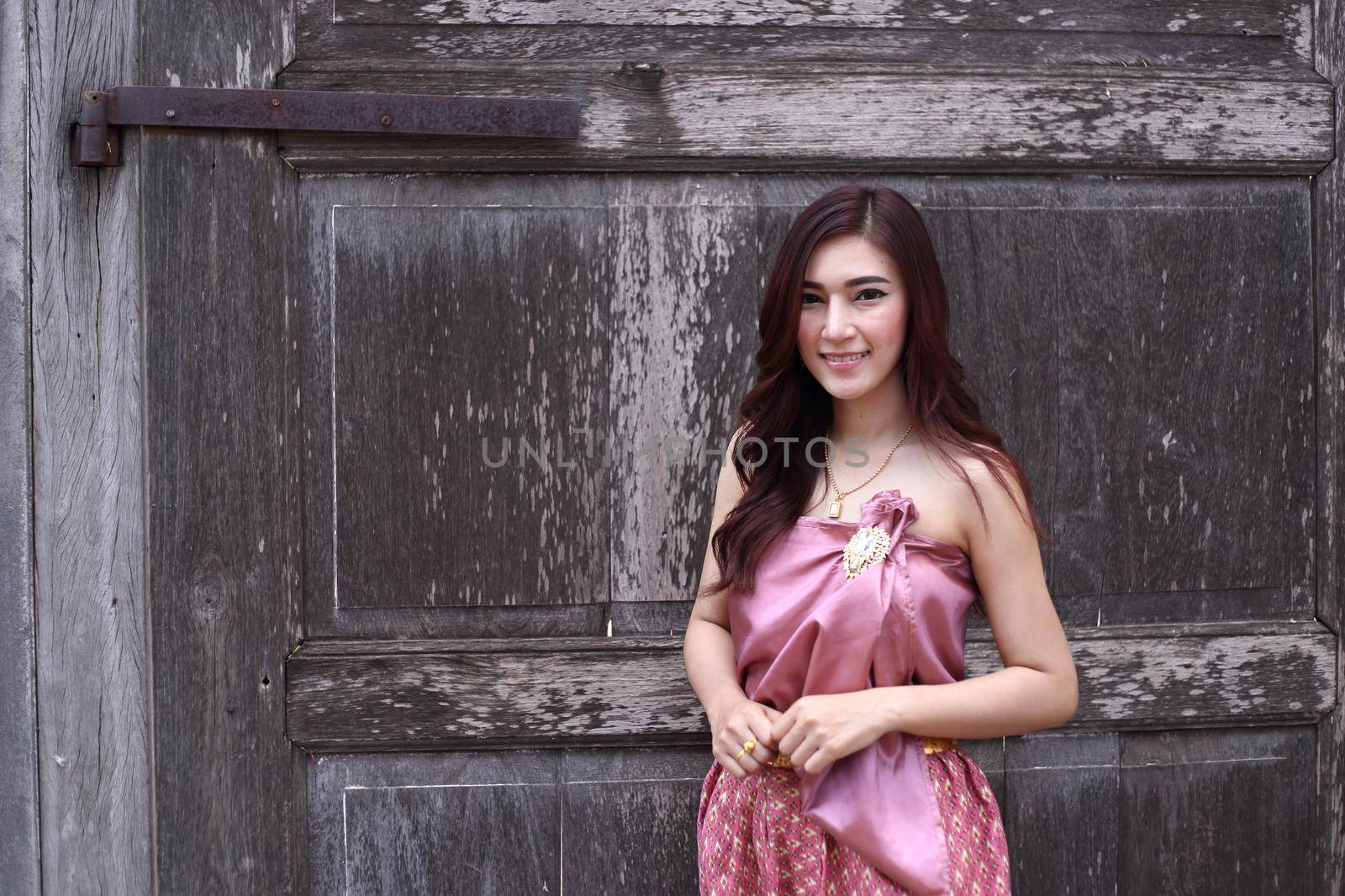 Female in Thai traditional dress at  historical park