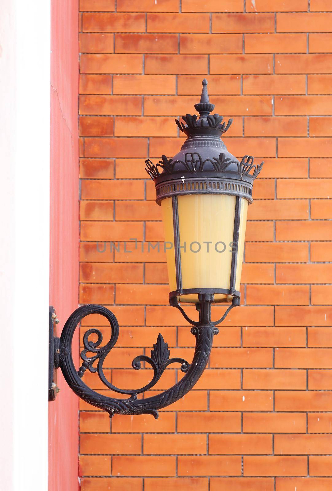 vintage lamp wall with brick wall background
