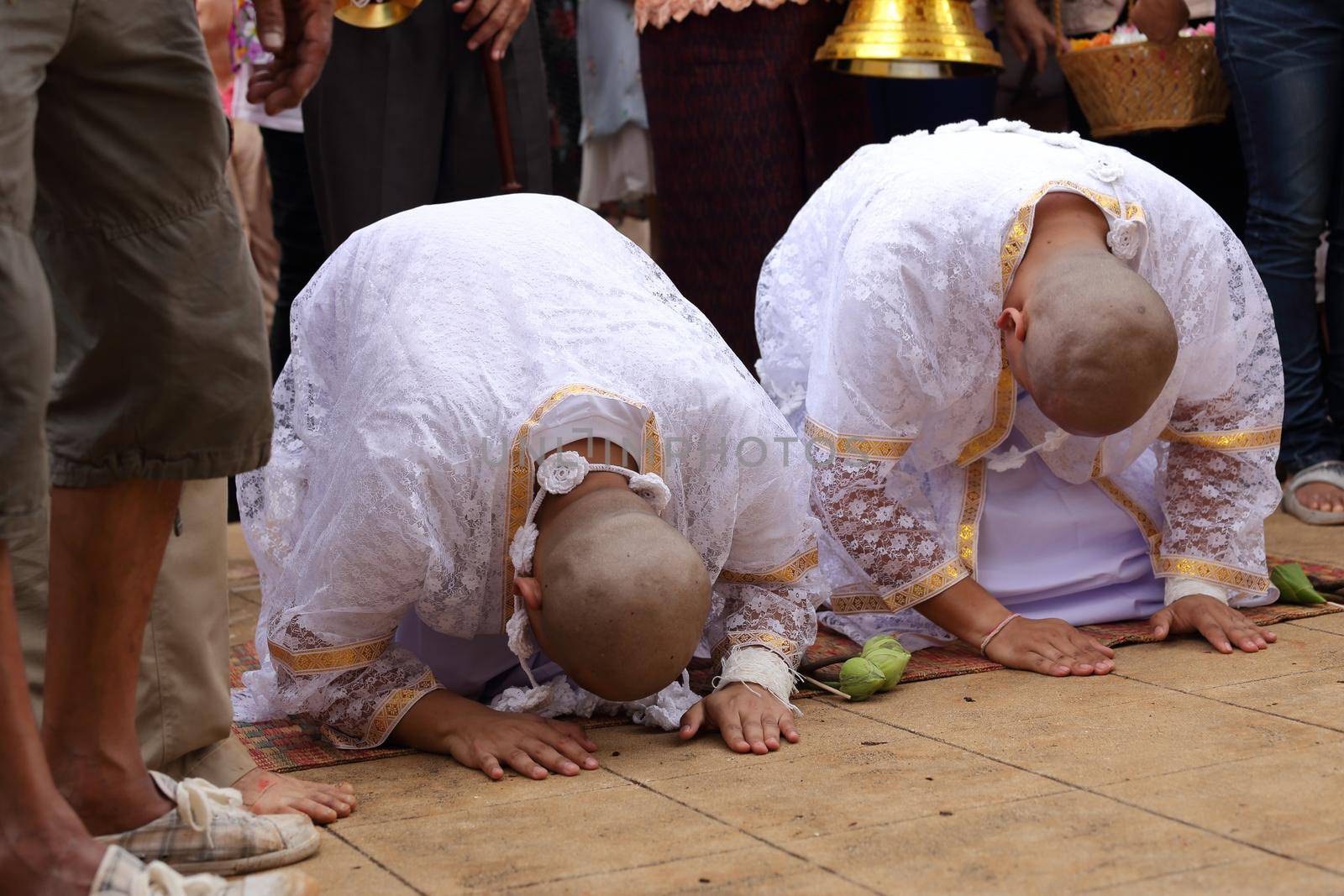 the ordination ceremony that change the Thai young men to be the new monks