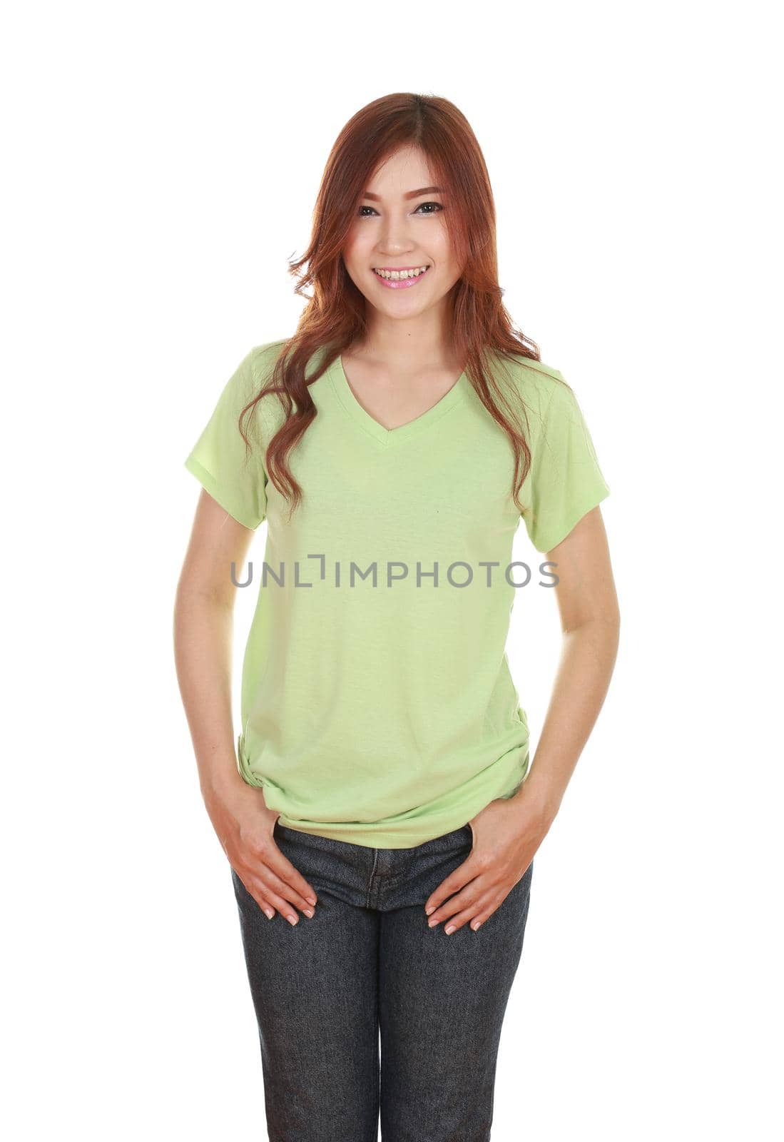 young beautiful female with blank t-shirt  by geargodz